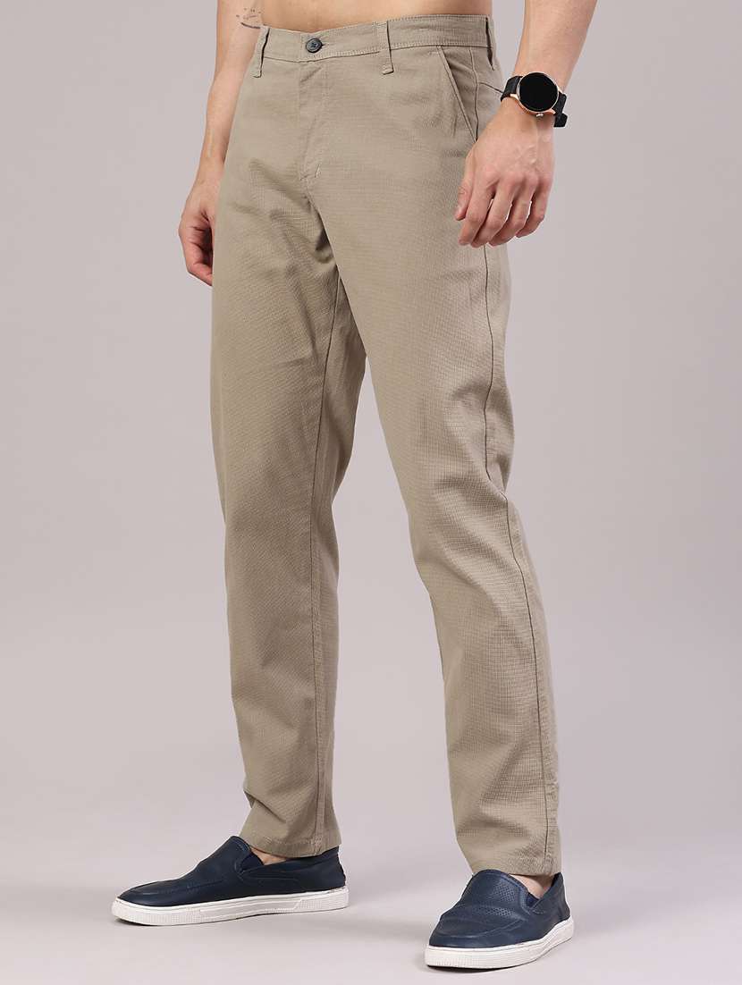 men textured mid rise chinos casual trouser - 22181661 -  Standard Image - 3