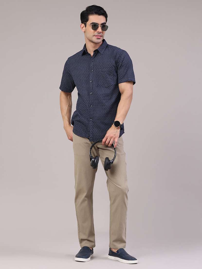 men textured mid rise chinos casual trouser - 22181661 -  Standard Image - 5