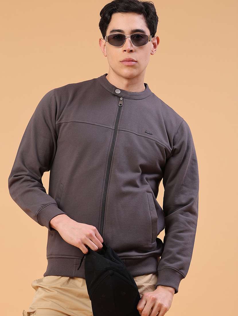 men solid long sleeve regular fit sweatshirt