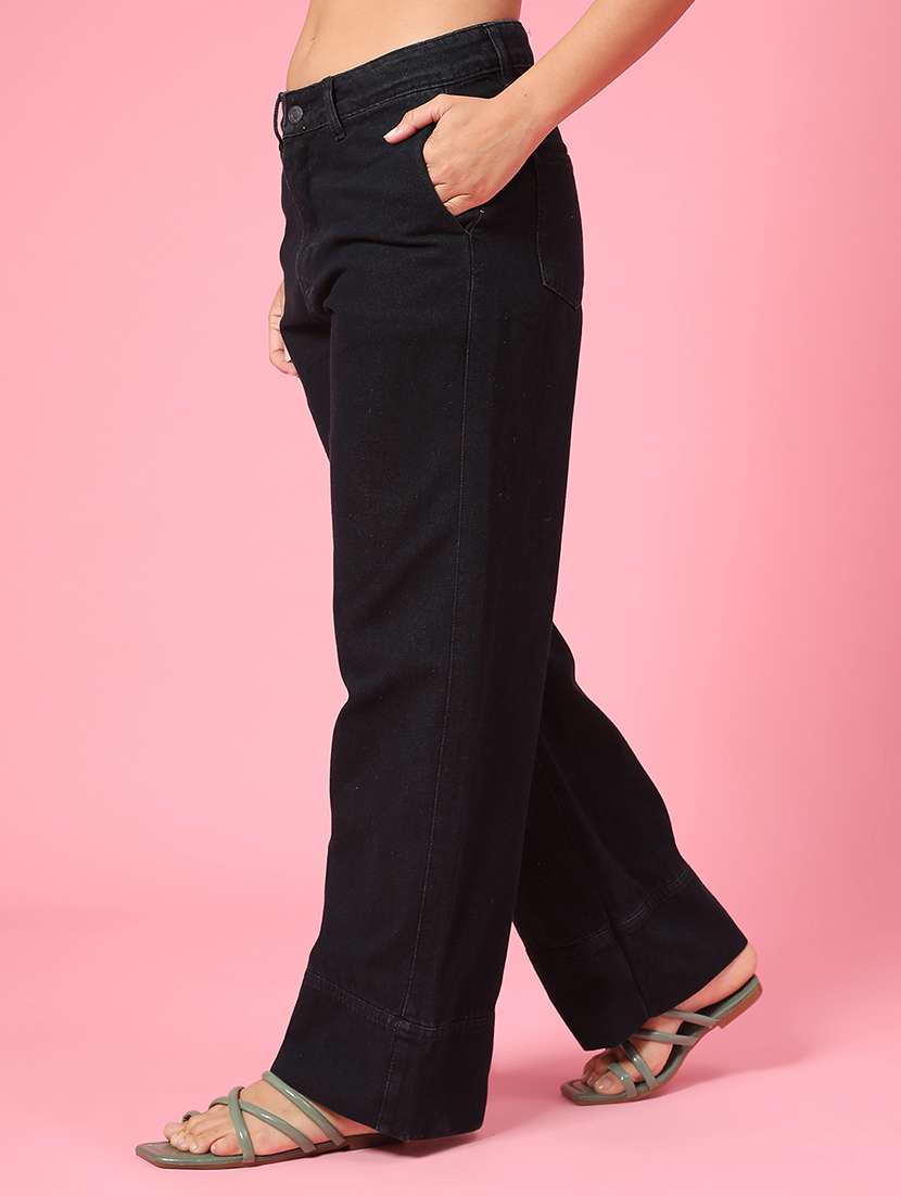 women solid mid rise jeans