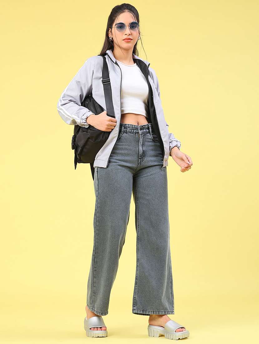 women plain high rise wide leg jeans - 22181706 -  Standard Image - 5