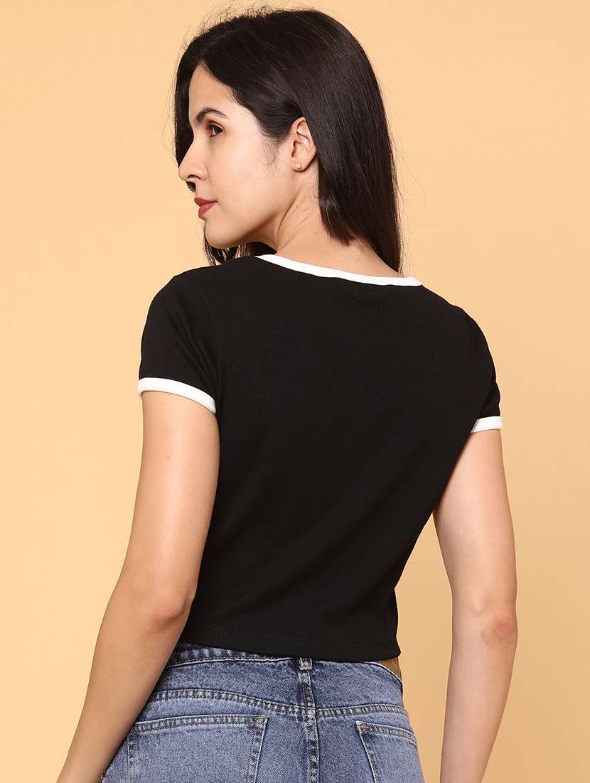 women printed short sleeve crop top - 22181736 -  Standard Image - 3