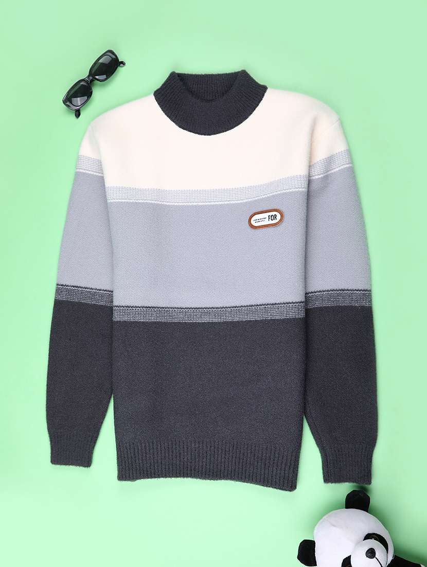 boys color blocked long sleeve sweater