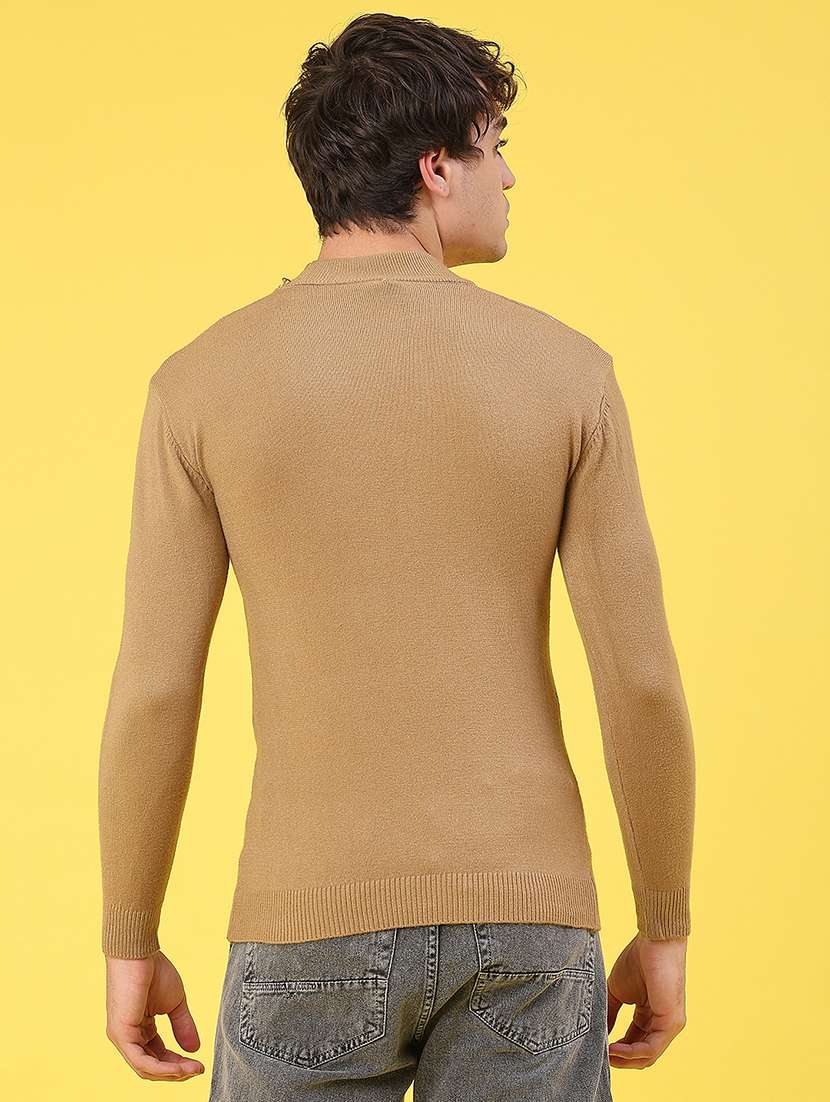 men solid mock neck long sleeve pullover - 22181818 -  Standard Image - 3