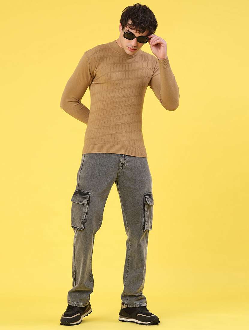 men solid mock neck long sleeve pullover - 22181818 -  Standard Image - 5