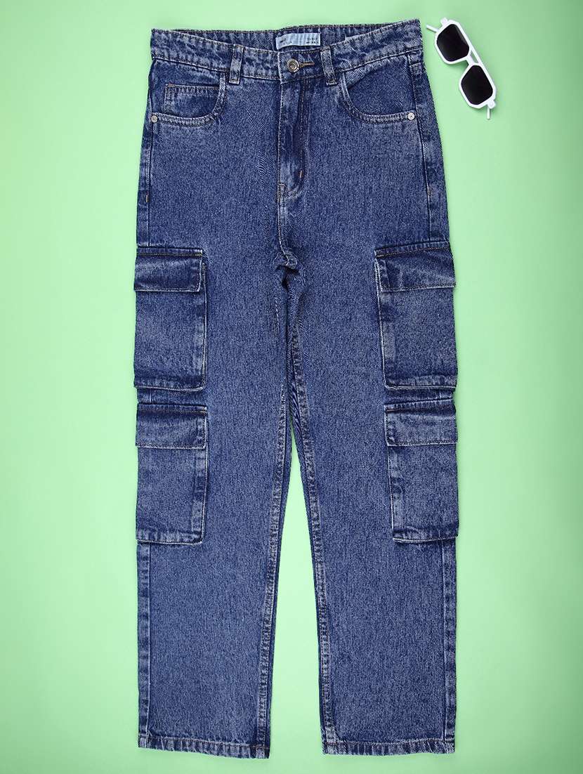 girls solid mid rise cargo