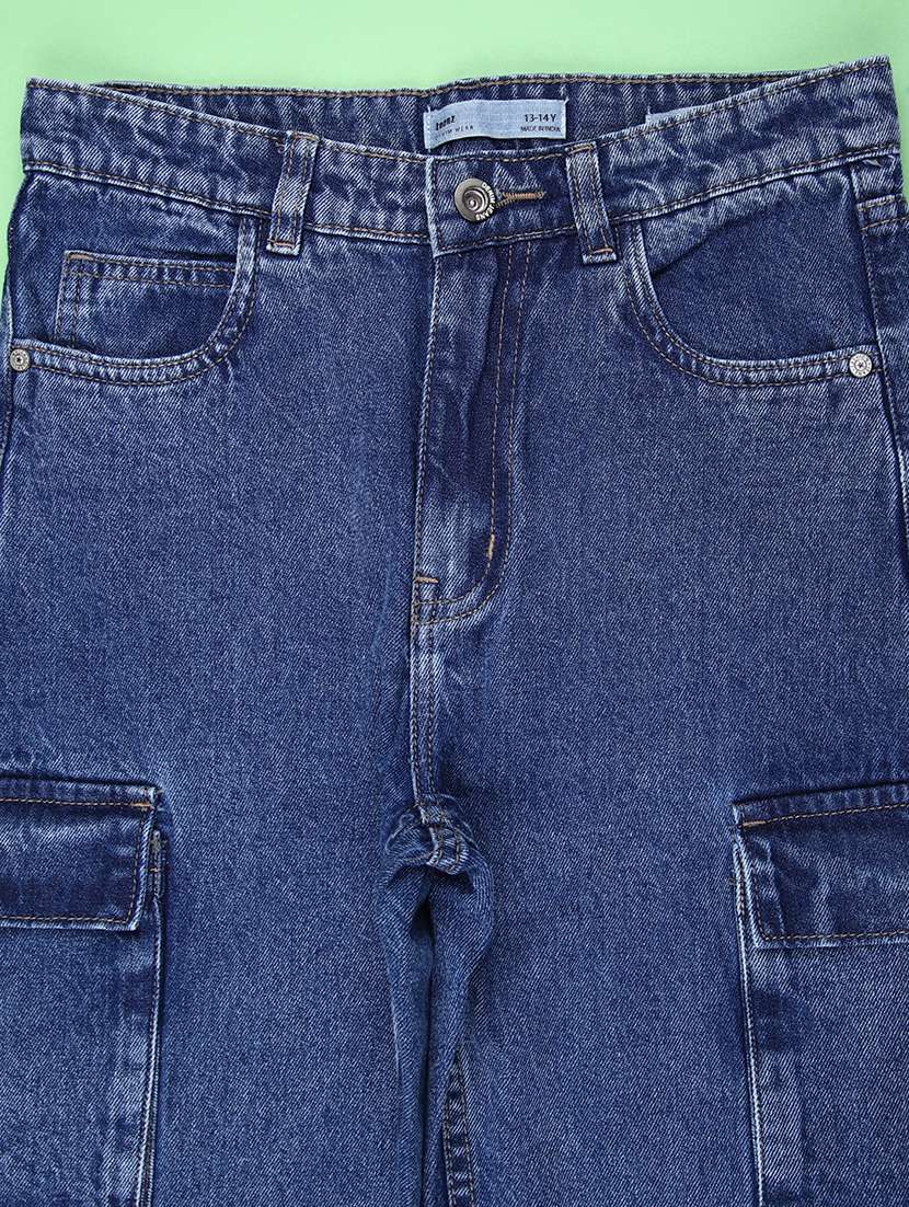 girls solid mid rise cargo - 22181829 -  Standard Image - 3