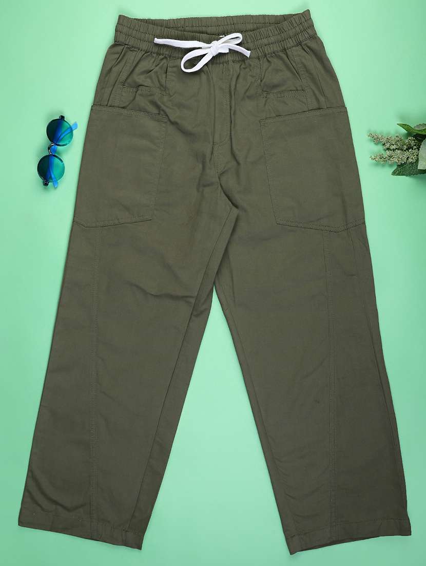 girls solid mid rise cargo