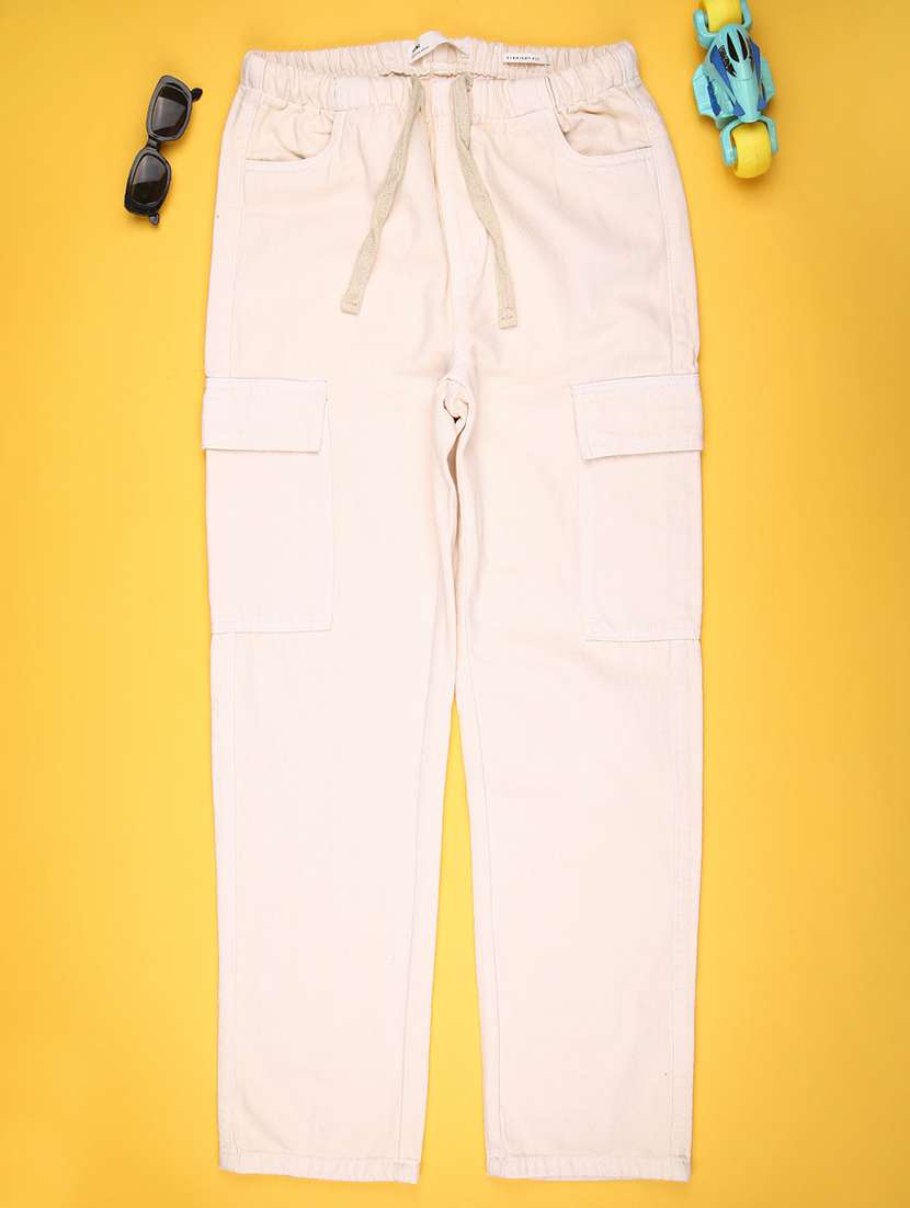 girls solid mid rise cargo