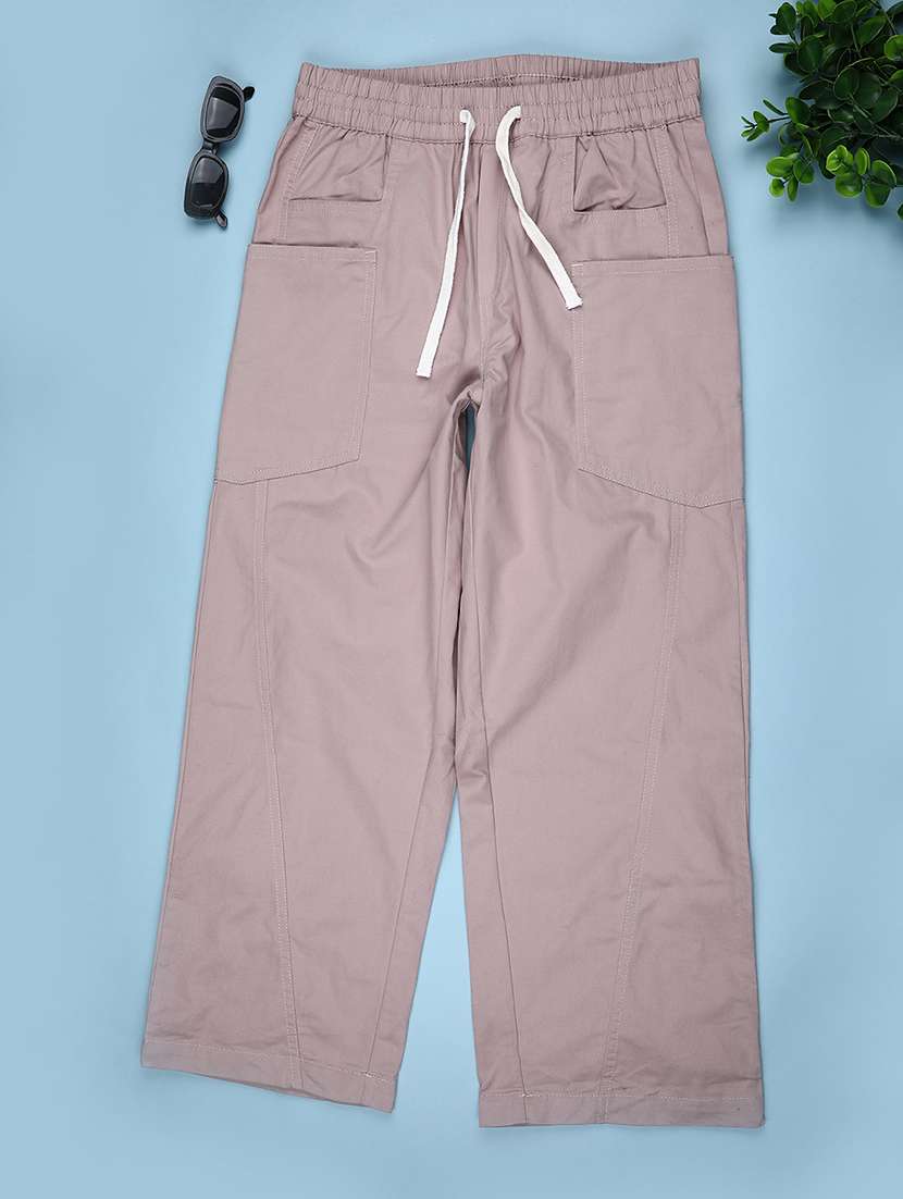 girls solid mid rise cargo
