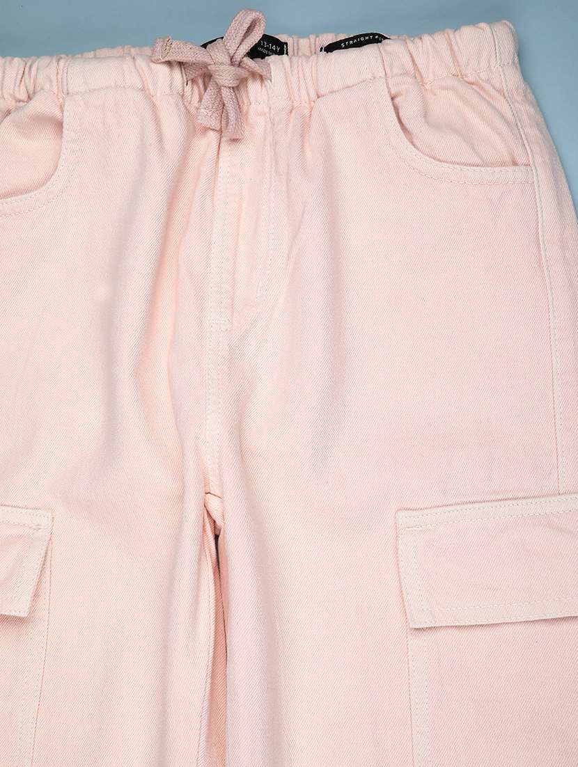 girls solid mid rise cargo - 22181842 -  Standard Image - 3