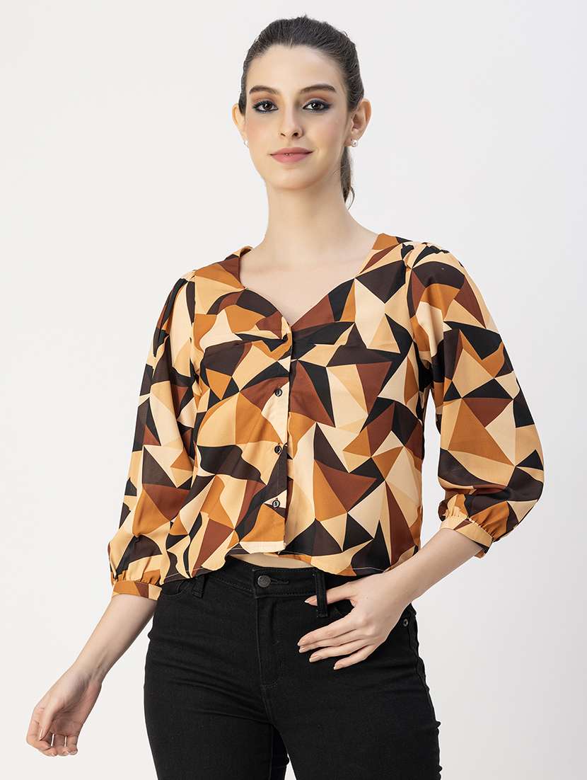 women printed puff sleeve regular top - 22181848 -  Standard Image - 3