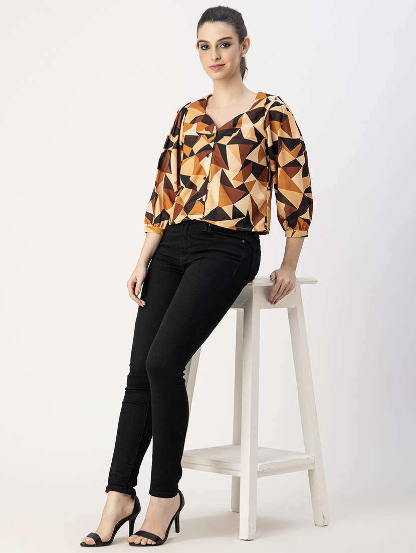 women printed puff sleeve regular top - 22181848 -  Standard Image - 5