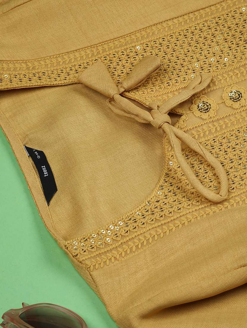 girls solid with work three quarter sleeve top - 22181849 -  Standard Image - 3