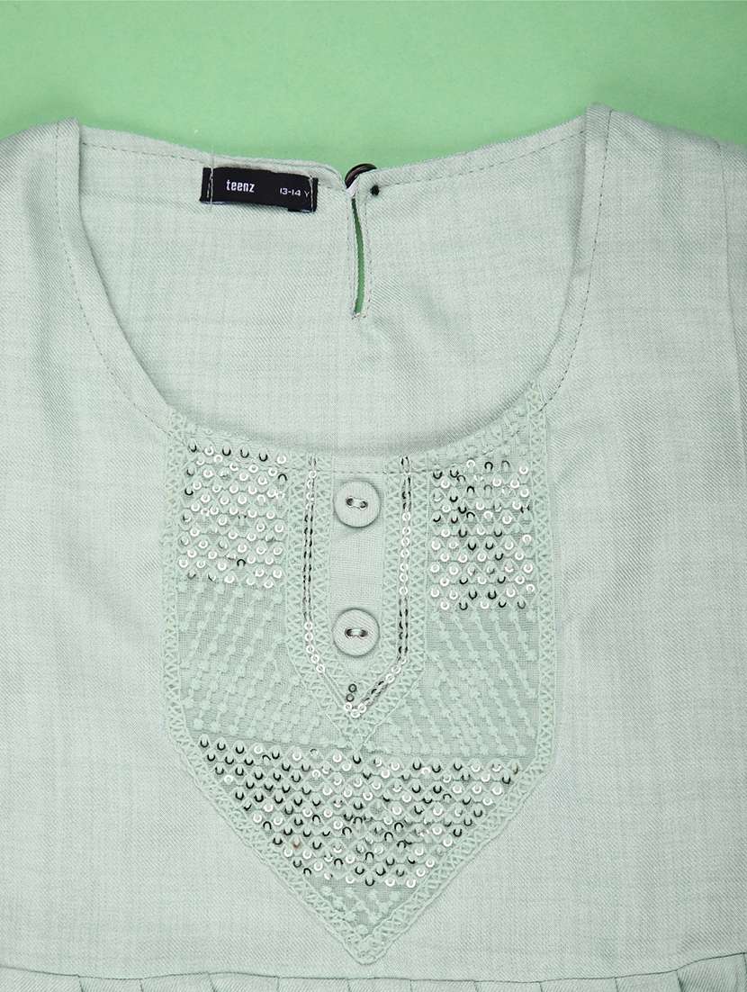 girls solid with work bell quarter sleeve top - 22181851 -  Standard Image - 3