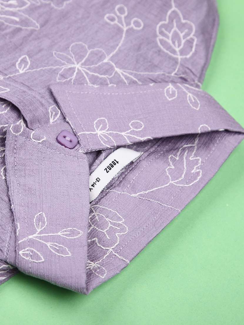 girls solid with work three quarter quarter sleeve top - 22181854 -  Standard Image - 3