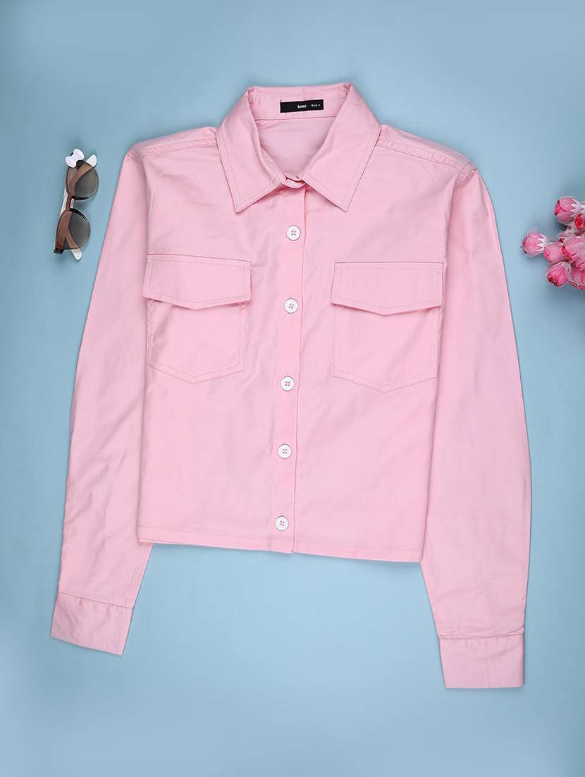 girls solid long sleeve shirt