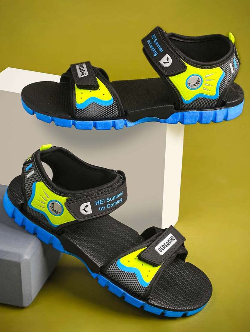 men printed open toe floater