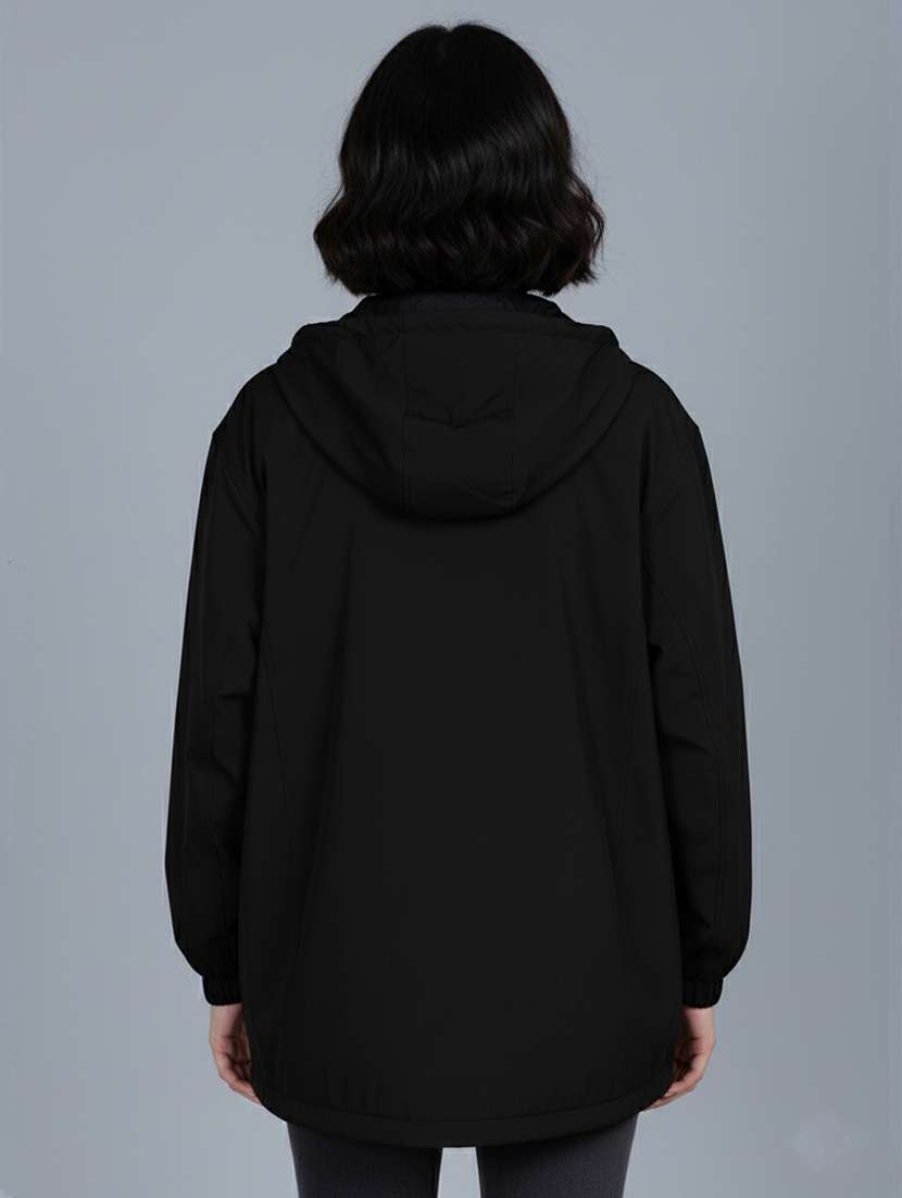 women solid long sleeve hooded windcheater jacket - 22182066 -  Standard Image - 3