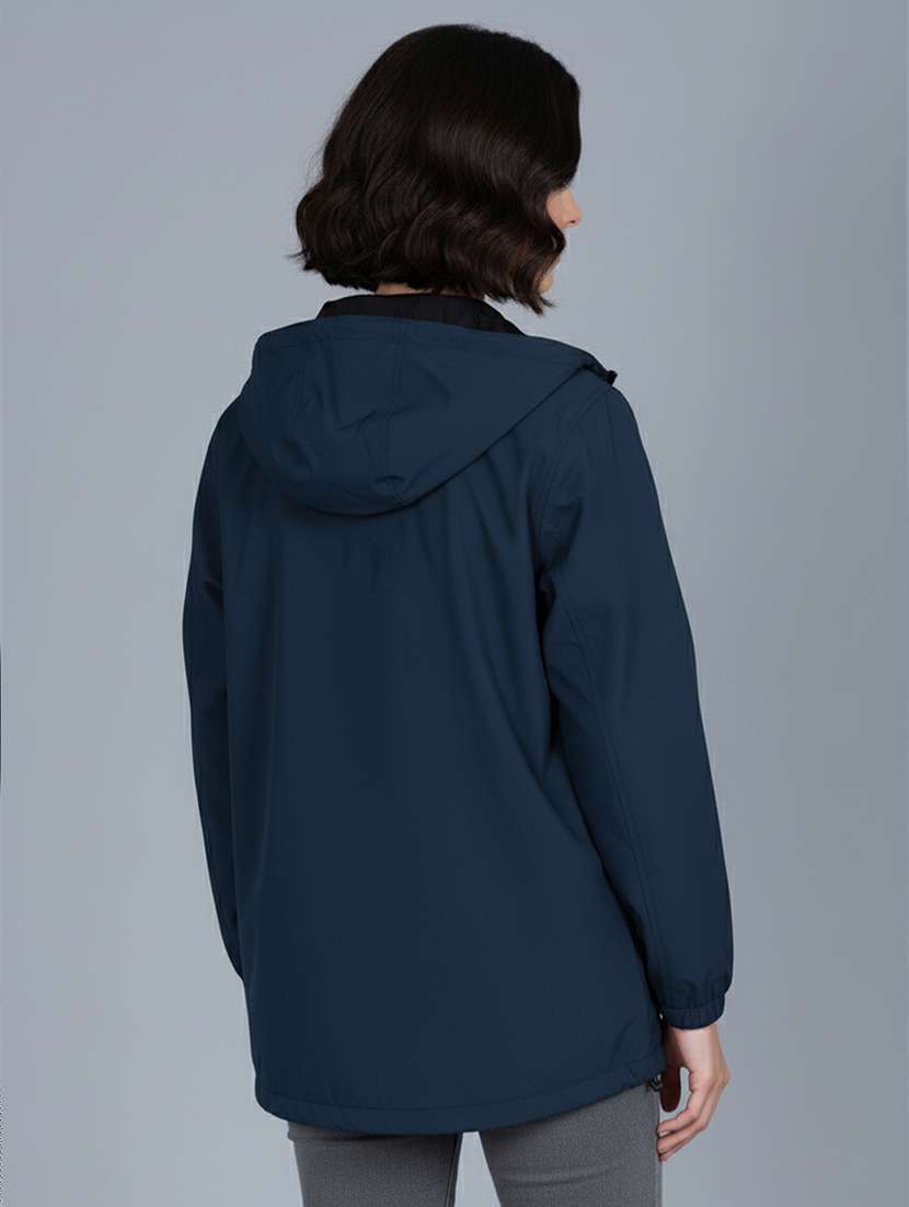 women solid long sleeve hooded windcheater jacket - 22182067 -  Standard Image - 3