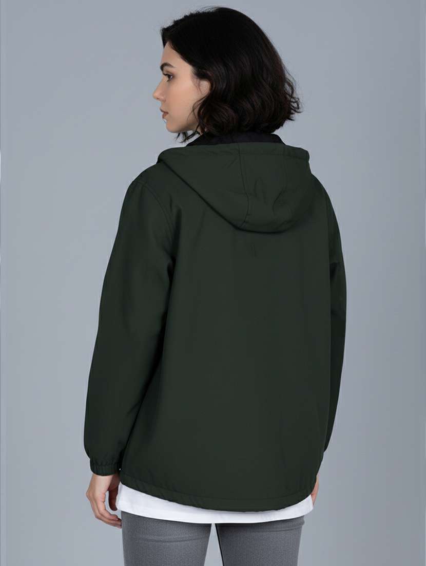 women solid long sleeve hooded windcheater jacket - 22182068 -  Standard Image - 3