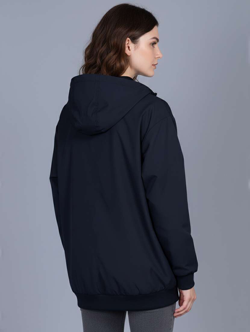 women solid long sleeve hooded windcheater jacket - 22182077 -  Standard Image - 3