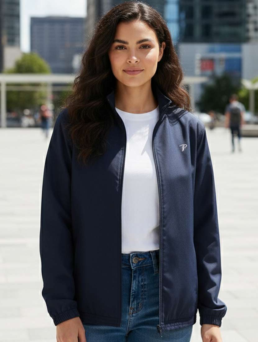 women solid long sleeve bomber jacket