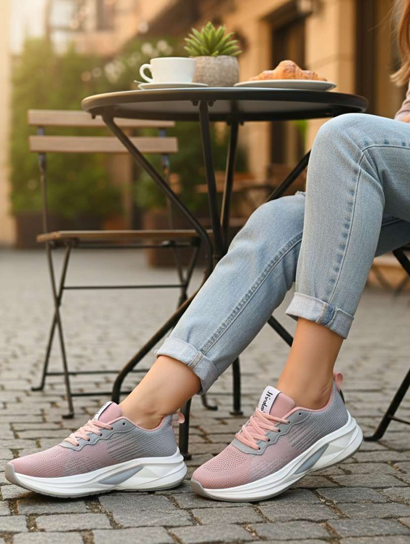 women lace-up sports shoe