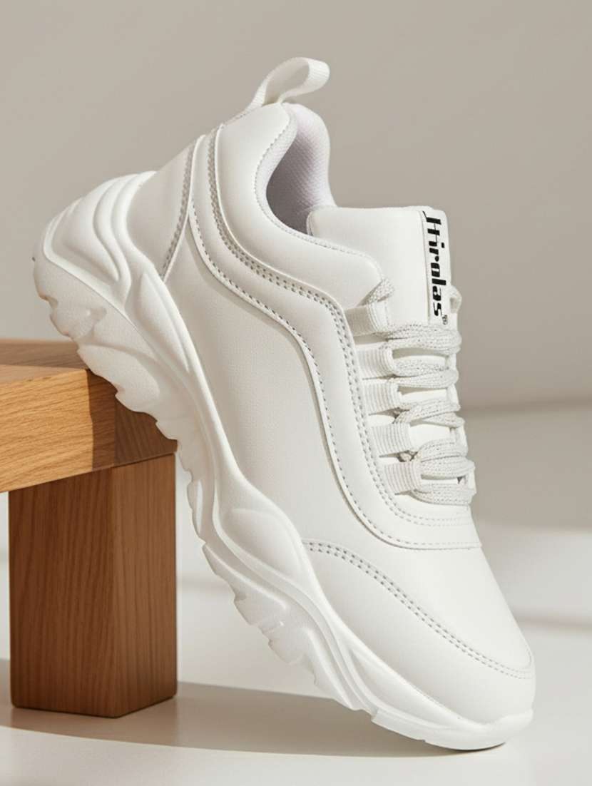 women white lace-up sports shoe