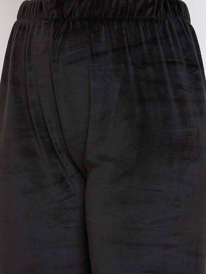 women solid velvet straight trouser - 22182128 -  Standard Image - 5
