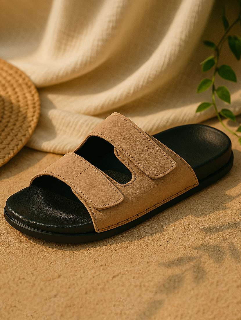 men beige slip on sandal