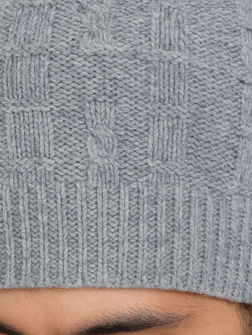 men self design winter woolen beanie cap - 22182150 -  Standard Image - 3