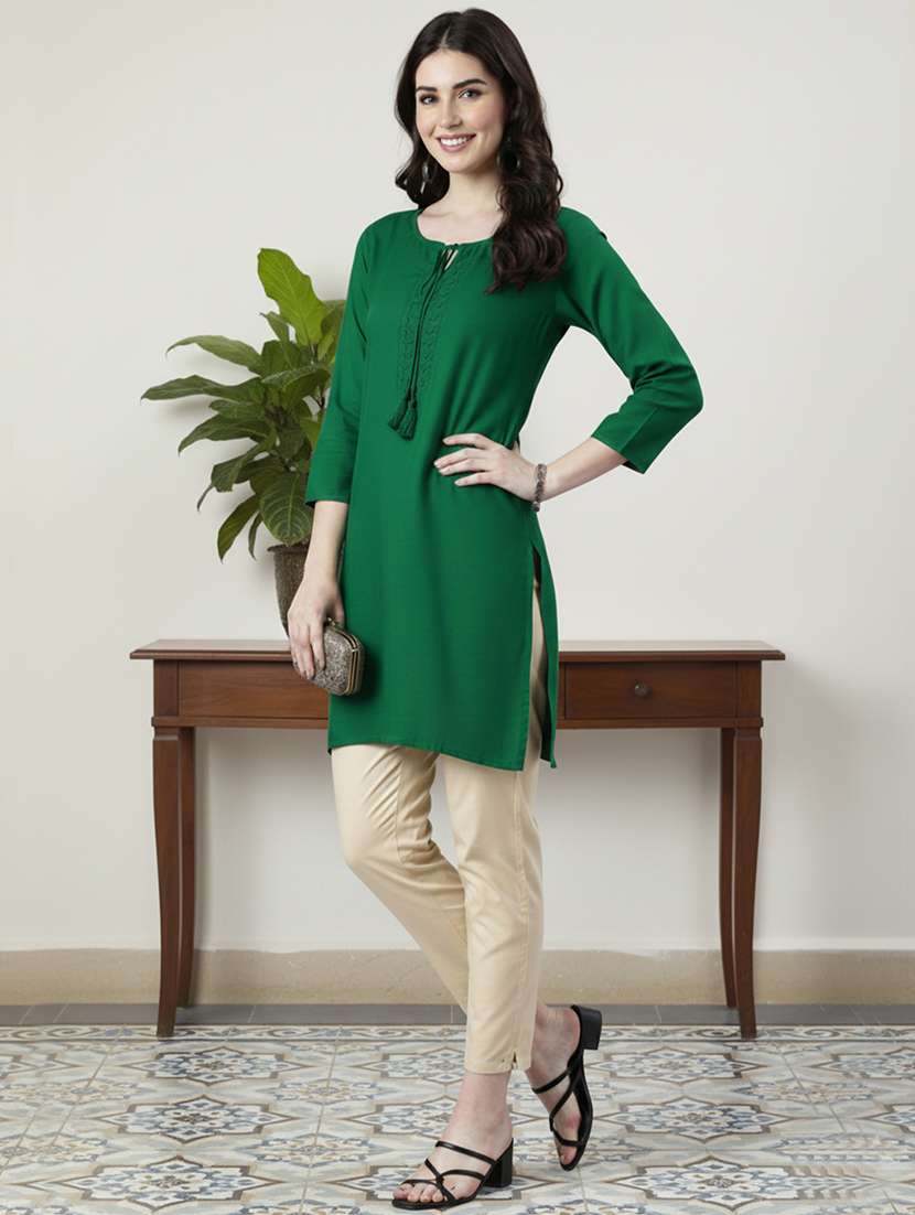 women solid mid rise tapered pant - 22182151 -  Standard Image - 3