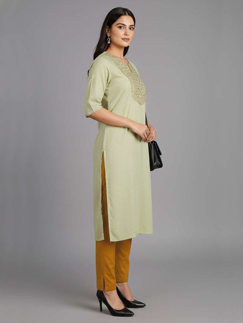 women solid mid rise tapered pant - 22182156 -  Standard Image - 3