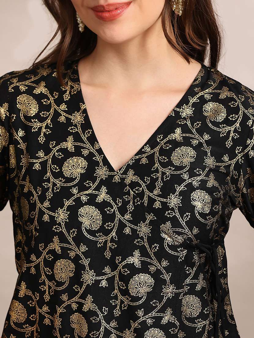 women floral three quarter sleeve kurta pant set - 22182173 -  Standard Image - 5