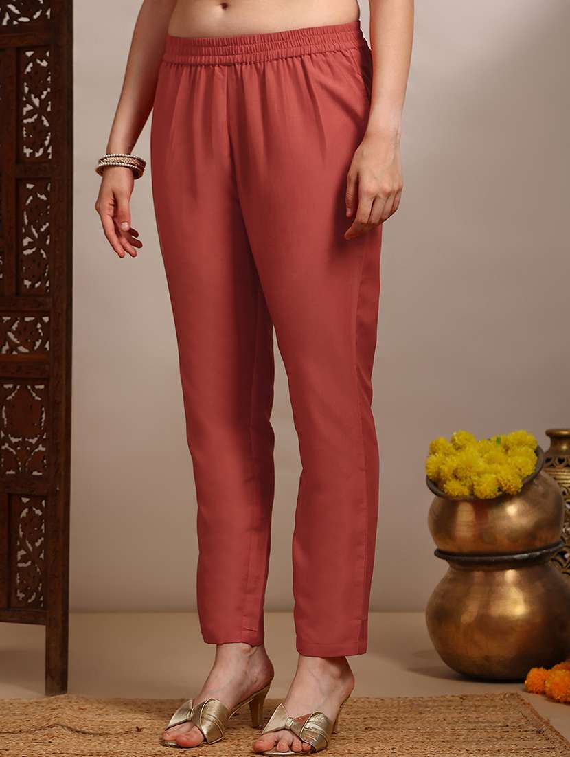 globus women orange sequin zari embroidered v-neck bell sleeves coin detail hem straight kurta with pants festive set - 22182175 -  Standard Image - 3