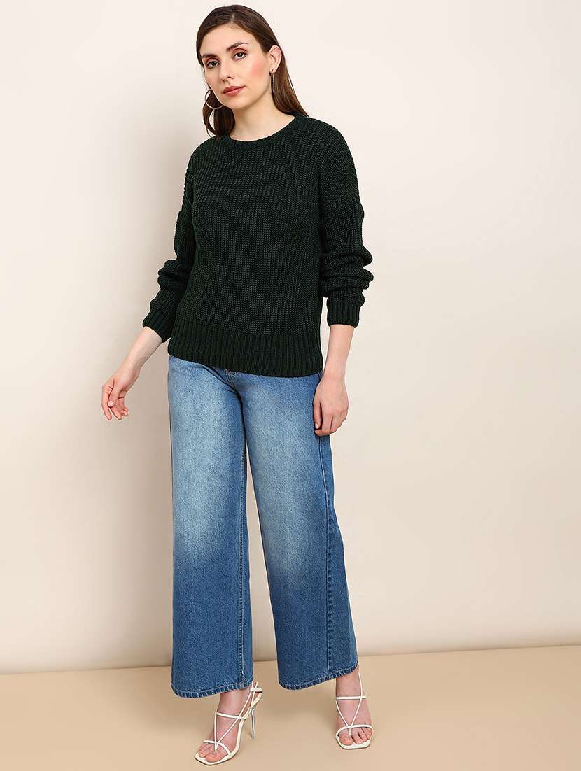 women solid long sleeve pullover - 22182184 -  Standard Image - 3