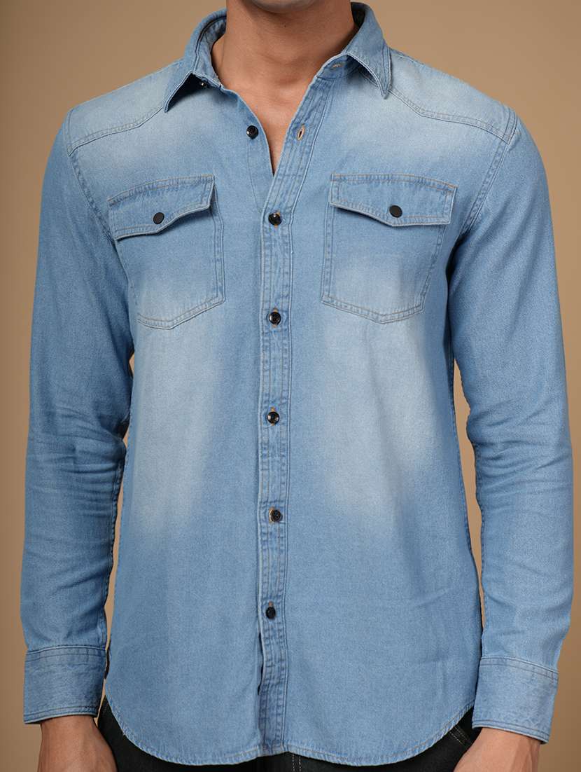 men solid long sleeve slim fit casual shirt - 22182232 -  Standard Image - 5