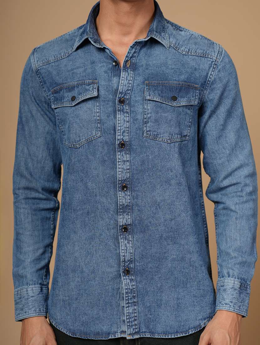 men solid long sleeve slim fit casual shirt - 22182234 -  Standard Image - 5