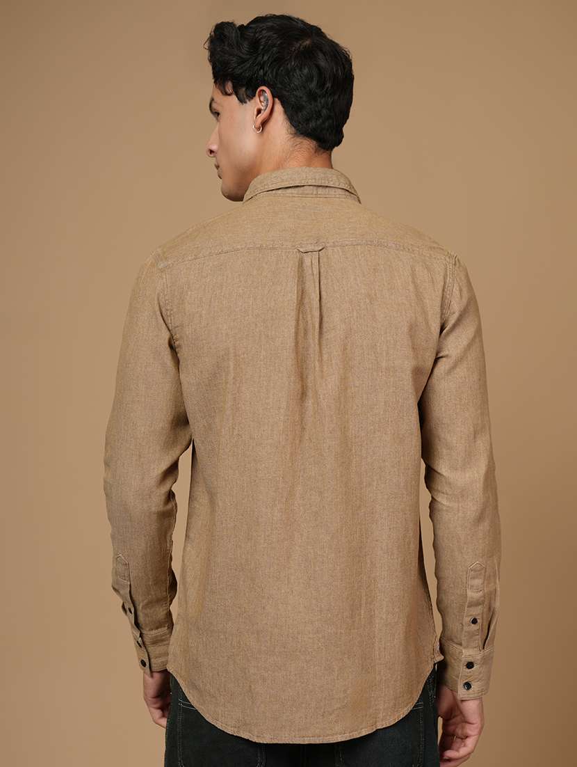 men solid long sleeve slim fit casual shirt - 22182235 -  Standard Image - 3