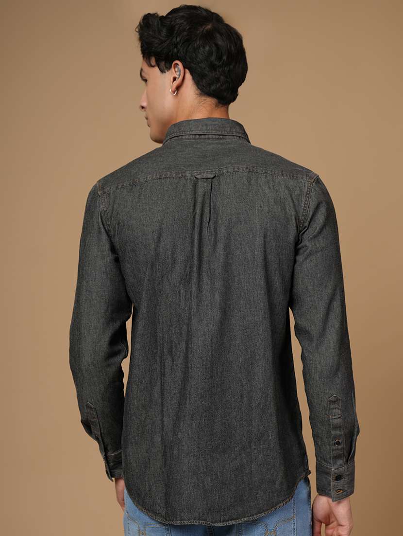 men solid long sleeve slim fit casual shirt - 22182237 -  Standard Image - 3