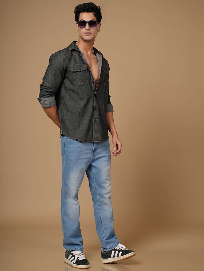 men solid long sleeve slim fit casual shirt - 22182237 -  Standard Image - 5