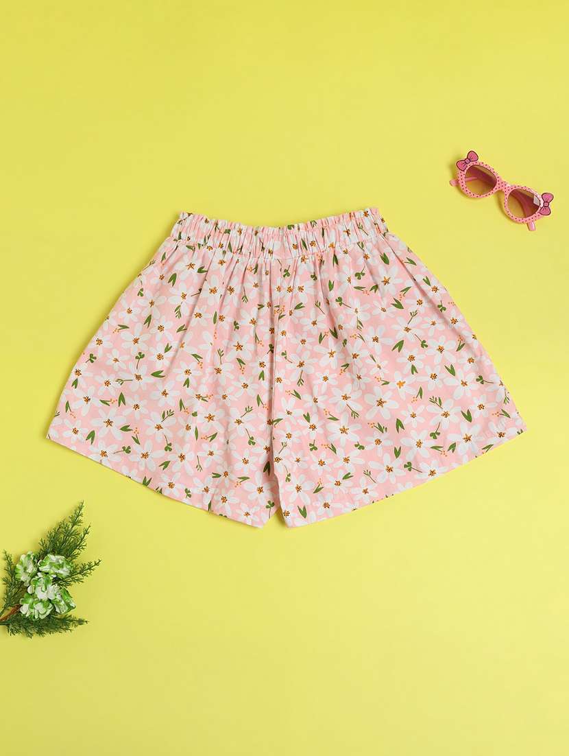 girls printed mid rise shorts