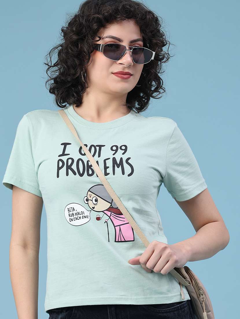 women printed round neck t-shirt