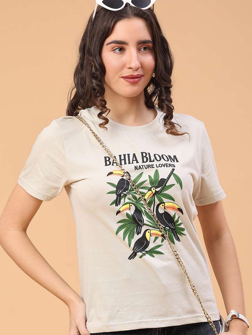 women printed round neck t-shirt