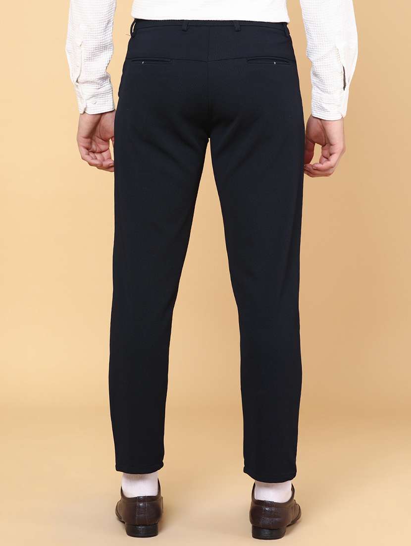 men navy blue cotton chinos casual trouser - 22182304 -  Standard Image - 3