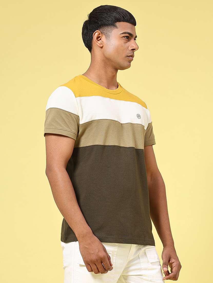 men multi colored cotton blend color block t-shirt - 22182341 -  Standard Image - 3