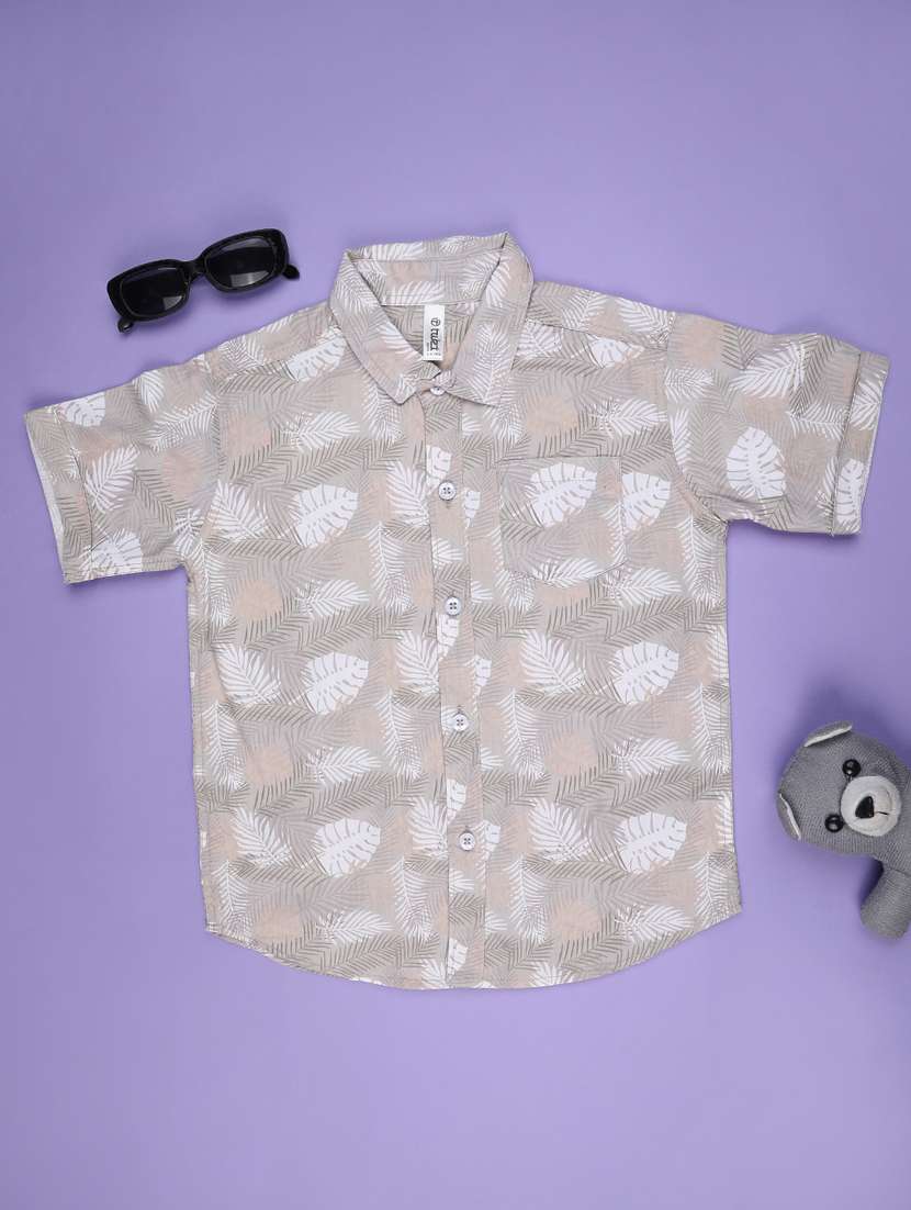 boys printed collared short sleeve shirt