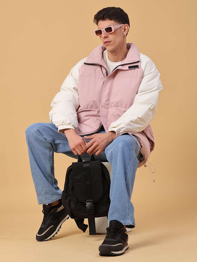 men color block long sleeve lightweight puffer jacket - 22182400 -  Standard Image - 5