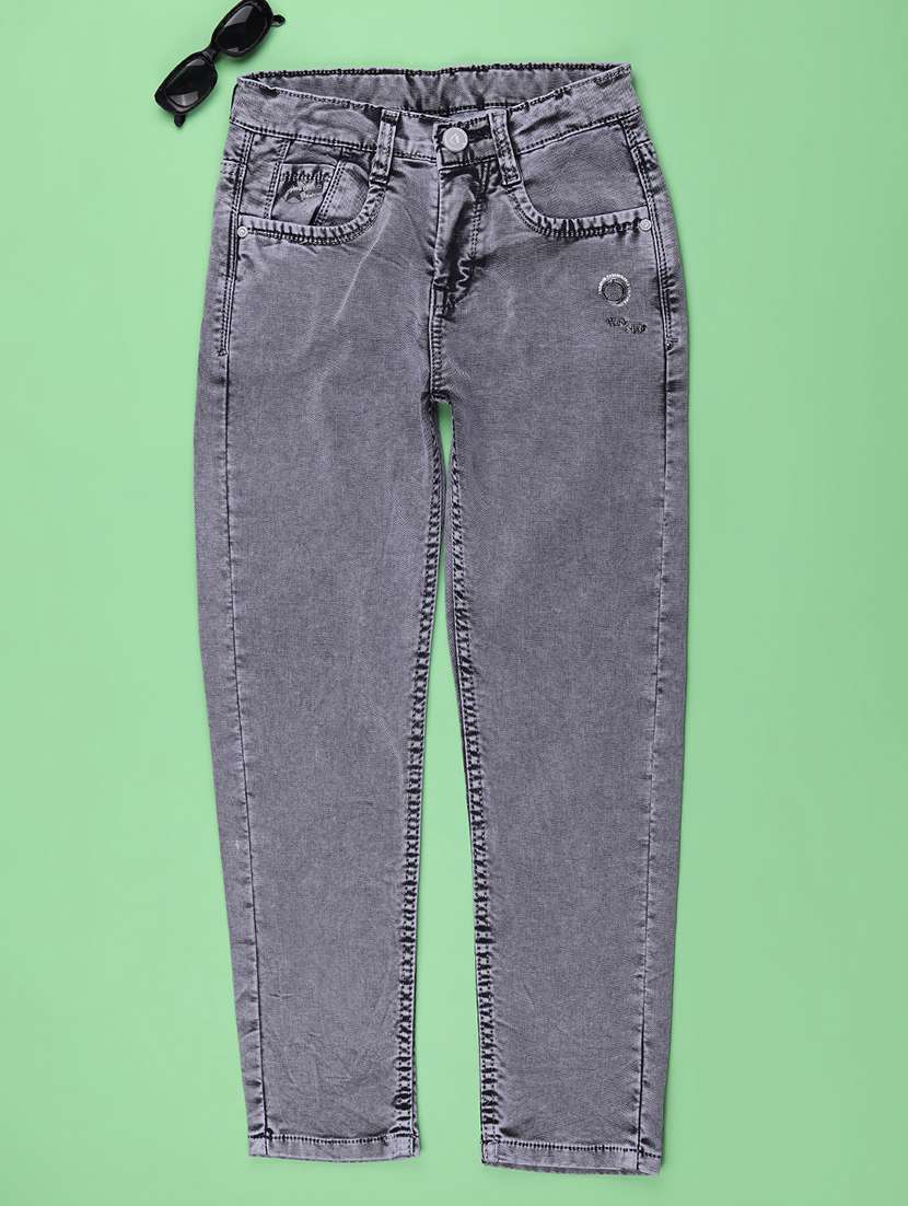 boys solid mid rise slim fit jeans